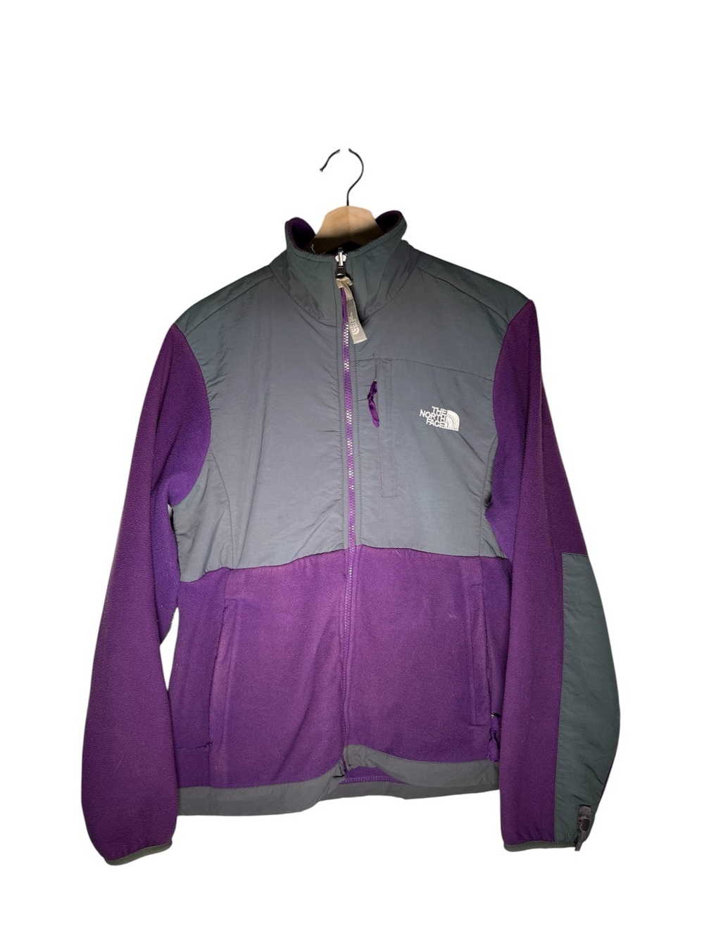 The North Face Denali Fleece Jacket Purple Gray Colorblock Full Zip Womens Large
